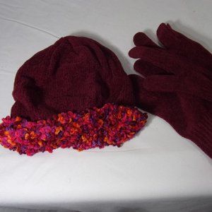 Winter Hat and Glove Set Burgundy NWOT